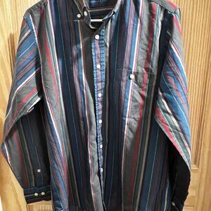 Towncraft striped long-sleeved button-up shirt vintage style multi color stripes